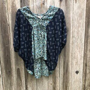 Black Poppy Flowy Sheer Floral Top Blouse Size XS